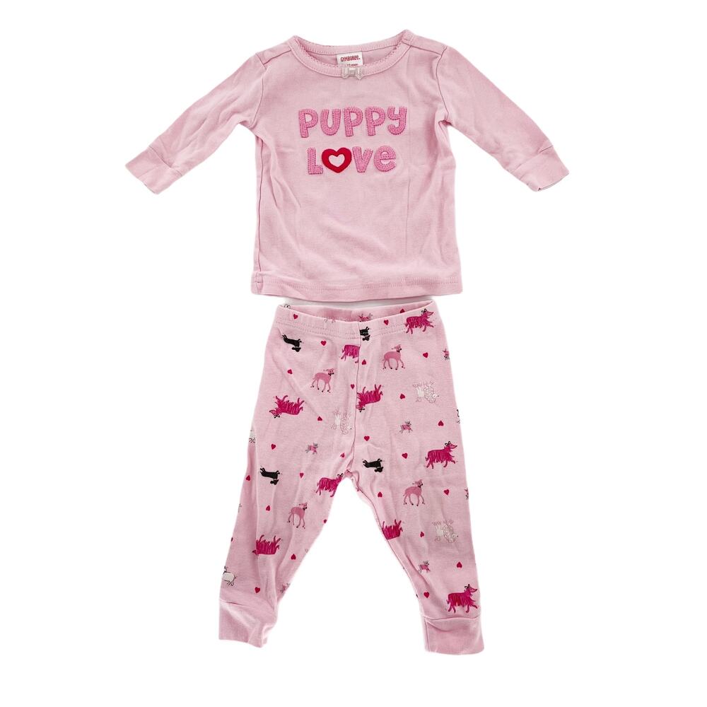 Gymboree Puppy Love Pajamas 6-12M Pink Long Sleeve